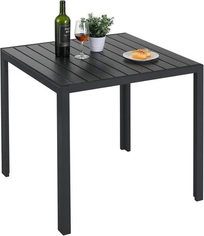 WPC & Aluminium Vierkante Terrastafel 75x75cm - Weerbestendig Buitenmeubel Zwart