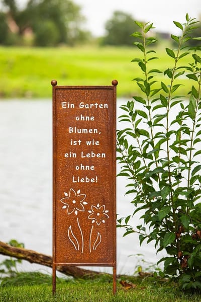 Roestkleurig Tuinbord met Patina - Decoratieve Steker voor Bloembedden en Tuindecoratie (115 cm)