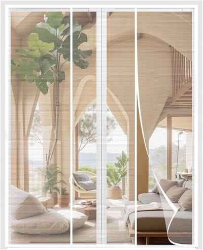 Vliegenhor Dubbele Deur - Insectenhor Raam - Frisse Lucht Binnen - Zonder Boren Lijmmontage - 90x180cm - Wit