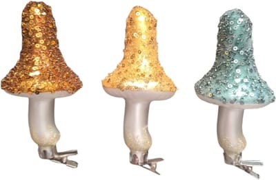 House of Seasons Kerstclip ornament paddenstoel Set van 3 , H12xD6cm