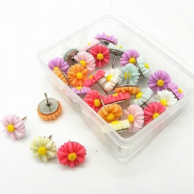 Duim Tacks Bloemvorm - Decoratieve Punaises - Borden Decoreren - Bloemvormig Ontwerp - 9x13mm - Gemengde Kleuren