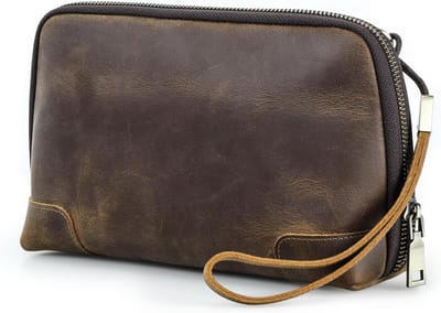 Lederen Kabel Organizer voor Elektronica, Technische Organizer Tas voor Reizen en Accessoires (Koffiebruin)