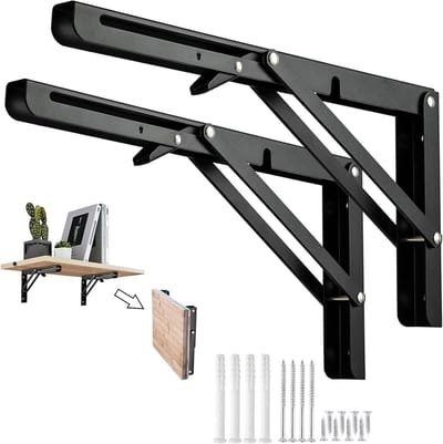 Opvouwbare Plankbeugel - Zware Muursteun - Ruimte Besparen - 3-voudige Driehoek Sterkte - 20 cm - Zwart