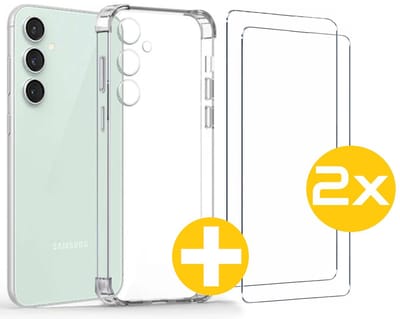 Hoesje en Screenprotector Combi Geschikt Voor Samsung S23 FE (Fan Edition) - Anti Shock Hoesje + 2x Screenprotector