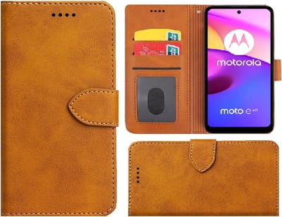 Hoesje Geschikt voor Motorola Moto E30/ Moto E40 - Bookcase - Pu Leder Wallet Book Case Cognac Bruin Cover