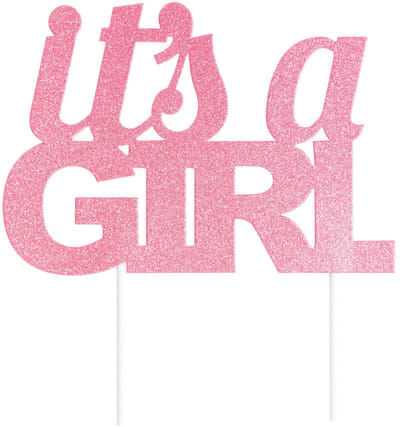 CREATIVE PARTY - Cake topper It's a Girl 20 cm roze glitter