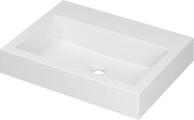 INK® Momento wastafel polystone zonder kraangat 60 x 9 x 45 cm, mat wit