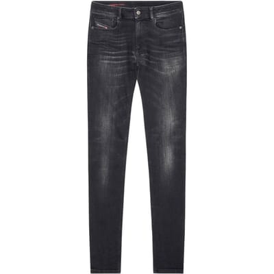 Diesel Sleenker vernietigde versterkte denim zwarte skinny jeans