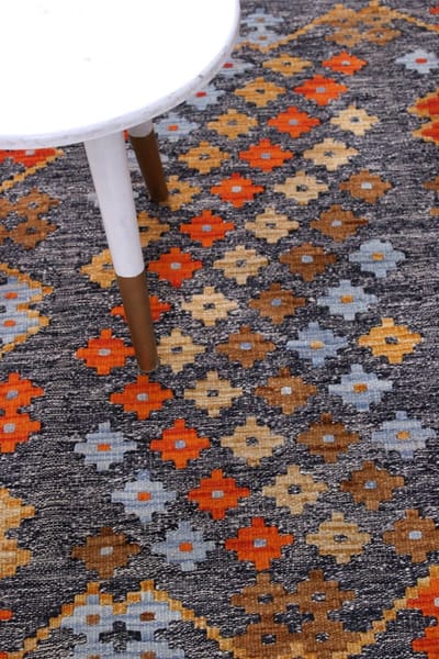 Kleurrijk Tapijt Laagpolig Handgeweven Wollen Vloerkleed - Koho Afghan Kelim 122x81 - 122x81cm- Modern - Woonkamer - Salon - Slaapkamer - Eetkamer