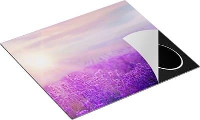 Chefcare Inductie Beschermer Bloemenveld met Paarse Lavendel - 60x50 cm - Afdekplaat Inductie - Kookplaat Beschermer - Inductie Mat
