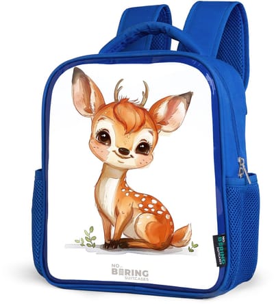 NoBoringSuitcases.com® - Rugzak blauw - Schooltas jongens - Baby hert - Kinder rugtas jongen - Boekentas kind - Kinderrugzak voor school - Schoolrugzak