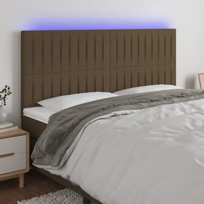 vidaXL - Hoofdbord - LED - 160x5x118/128 - cm - stof - donkerbruin