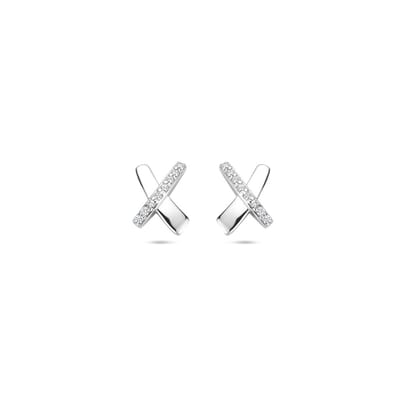 Zilver gerhodineerd oorknoppen zirkonia 9 mm - 1339797