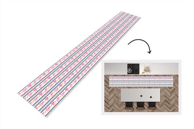 Keukenloper - Loper keuken - Roze - Olifant - Lijn - Design - 300x50 cm - Keukenloper vinyl