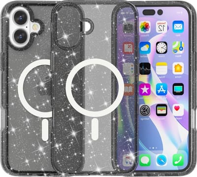 Coverup Hoesje - Geschikt voor iPhone 16 Hoesje - Coverup Glitter TPU Back Cover - MagSafe Compatible - Zwart