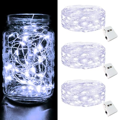 3 Stuks LED Sfeerverlichting met 3 Modi - 2 Meter Lange Mini Fairy Lights op Batterij voor Feestjes, Kerst, Bruiloften en Binnenhuisdecoratie (Koud Wit)
