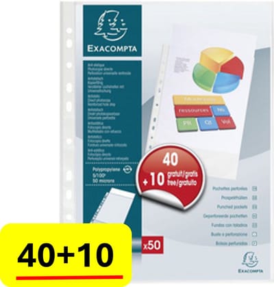 Exacompta showtas - insteekhoesje U-model - 60 micron - promopack 40+10 gratis