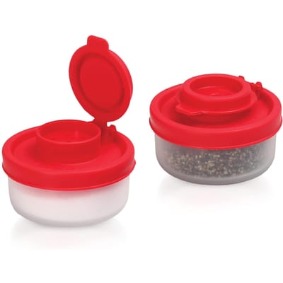 Zout- en Pepervaatje Vochtbestendig Zoutverzamelflesje voor Kamperen Picknick Keuken Lunchbox Luchtdichte Kruidenpotje Dispenser BBQ Kruidenpotje rood