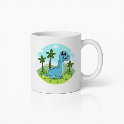 Schattige Dinosauriërs Cartoon Mok – Lief Kinderkoffiebeker met Vriendelijk Dino Ontwerp