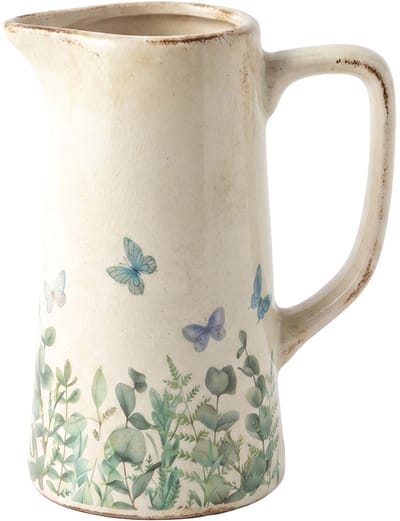 Clayre & Eef Decoratie Kan Beige Keramiek Vlinders
