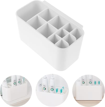 OKWISH Tandenborstelhouders - Elektrische Tandenborstelhouder - Tandenborstelhouder aan de Muur - Zonder Boren - Ruimte voor 4 Elektrische Tandenborstels - ABS - Wit