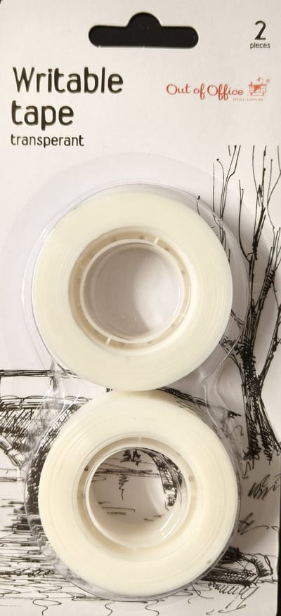 Schrijfbare Transparante Tape – 2 Rollen – 19 mm x 10 m – Cut & Glue