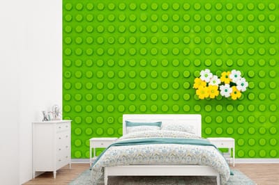 Behang - Fotobehang Ondervloer met bloemen - Breedte 385 cm x hoogte 280 cm