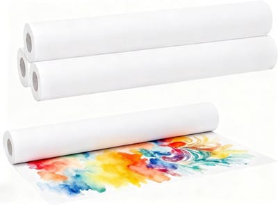 4 Stuks Witte Tekenpapier Rol 43cmx20m, 80GSM Kunst Schetspapier voor Easel, Schoolprojecten en Muurdecoratie