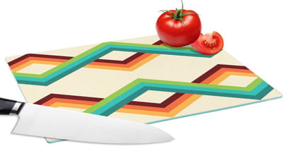Glazen Snijplank - 28x20 - Retro - Strepen - Design - Seventies - Snijplanken Glas