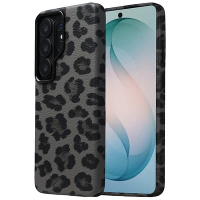 Selencia Hoesje - Geschikt voor Samsung Galaxy S26 Ultra - Sabi Backcover panterprint met Magnetische Ring - Midnight Black