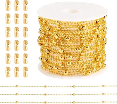 Ball Chain 5 Meter - RVS Metalen Kralen - Inclusief 40 Connectors - Perfect Voor Sieraadmaking - ShopVlot