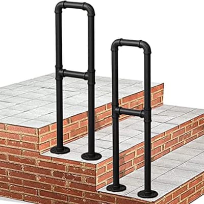 Smeedijzeren Leuning - Steun Stang - Veiligheid Trap - Hoge Draagkracht - 100 cm - Mat Zwart
