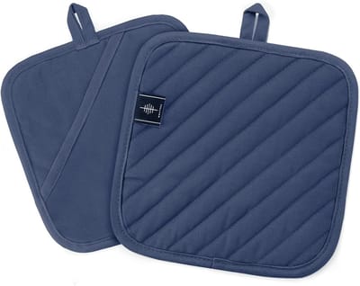 Antislip Katoenen Pannenlappen Set van 2 - Blauw - 20 x 20 cm - Keukenaccessoires