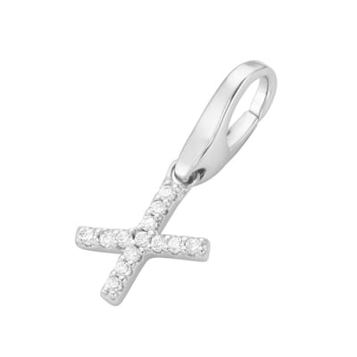 Zilveren Bedel met stenen | Letter X | Giorgio Martello | Gerhodineerd zilver 925
