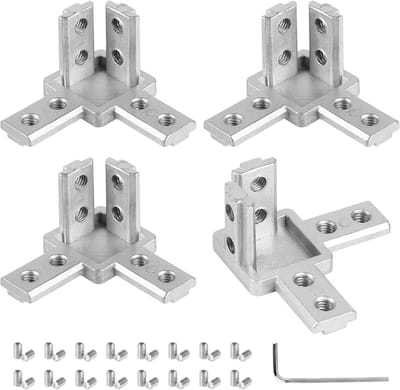Aluminium Profiel Verbinding - Hoekconnector Bevestiging - Meubelbouw Projecten - 3-Weg Verbinding - 40x40 Serie - Zilver