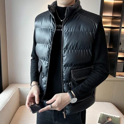 Herfst en Winter Nieuw Herenvest, Vest, Thermische Opstaande Kraag, Licht Luxe Vest Jas 5XL