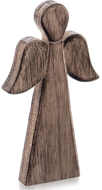 Beeld Houten Kerst Engel MANGO 24 cm - Decoratieve Figur - Decoratie - Beeldje
