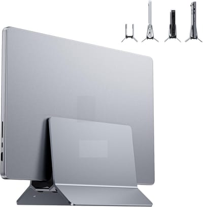 Famanu - Verticale laptopstandaard, laptopstandaard compatibel met MacBook Air & Pro, Mac Mini, iPad en andere laptops, bureaustandaard aluminium