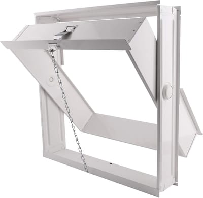 Kiepraam voor Glasblokken - Ventilatievenster Glasblokken - Ruimte Ventilatie - Horizontaal Draaibaar - 425x425x90 mm - Aluminium