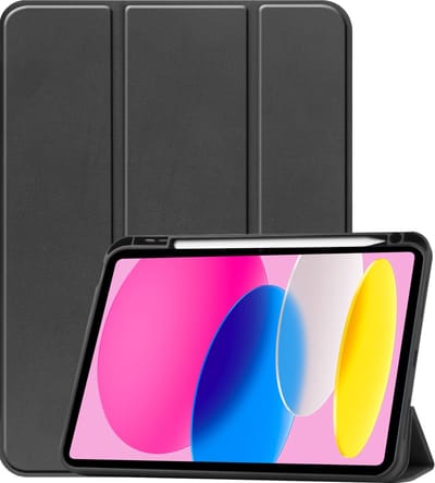 Hoesje - Geschikt voor Apple iPad 10 (2022) - 10.9 inch - 10e Generatie - Dun & Stevig - Trifold Bookcase - Hard Cover Case - Met Uitsparing Geschikt voor Apple Pencil - Hardcover Book - Tablet Hoes - Zwart