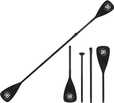 Best Active Dubbele SUP Peddel 4-Delig - Dubbele Kajak Peddel & SUP Paddle in 1 - Verstelbaar 155-220 cm - Aluminium - Zwart - Kajakpeddel / Stand Up Paddle Board Peddel