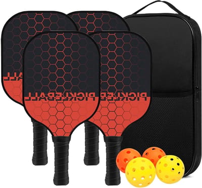 Pickleball peddels set - Pickleball rackets - Sport en spel - Glasvezel oppervlak - 19.8 x 27.5 cm - Niet gespecificeerd