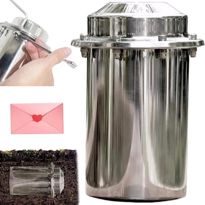 Tijdcapsule Doos - Geheugen Container - Herinneringen Bewaren - Roestvrij Staal - 10x20cm - Zilverkleurig