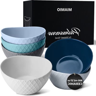 6 x 800 ml Grote Kommen Set - Moderne Matte Ontbijtkommen - Palmanova Collectie Blauw