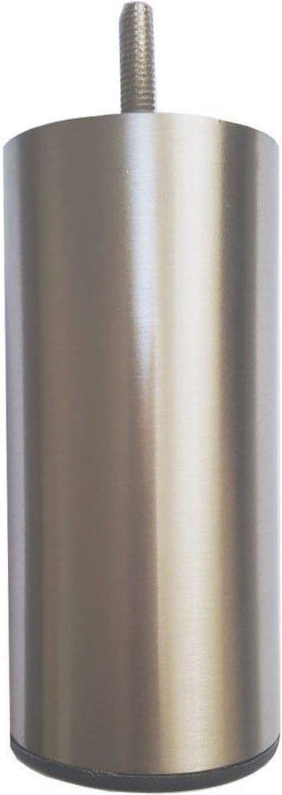 Stalen meubelpoot rvs look rond ø 6 cm en hoogte 16 cm (M8) - Set van 4 stuks