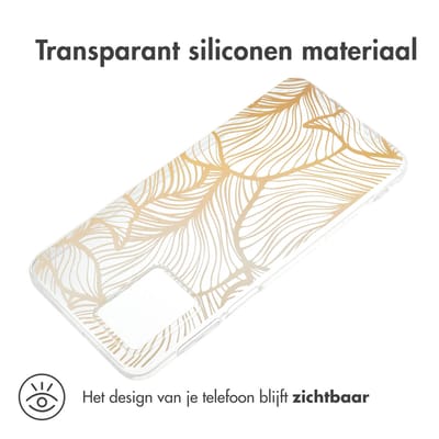 imoshion Hoesje - Geschikt voor Motorola Moto G54 - Design hoesje verpakking - Golden Leaves Transparant