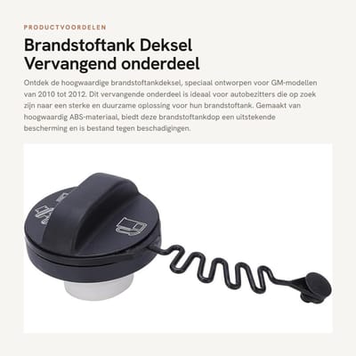 Dailygoods- Brandstoftank Deksel Hoogwaardig ABS - Vervangend Onderdeel - GM 2010-2012 - Sterk en Duurzaam - OEM-Nummer 94564508 - Betere Prestaties - Tankdop