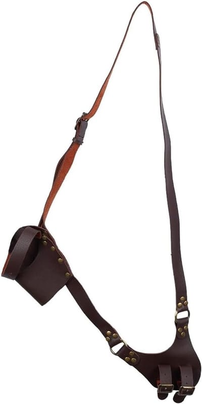 Verstelbare middeleeuwse kikkerriem en schouderband van leer voor LARP-kostuums - Retro schedehouder voor ridder, krijger en piraten cosplay accessoires