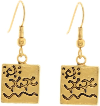 Behave - Dames oorbellen - Goudkleur vierkant hanger - Boho chic 3,5 cm