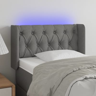 vidaXL - Hoofdbord - LED - 83x16x78/88 - cm - stof - donkergrijs